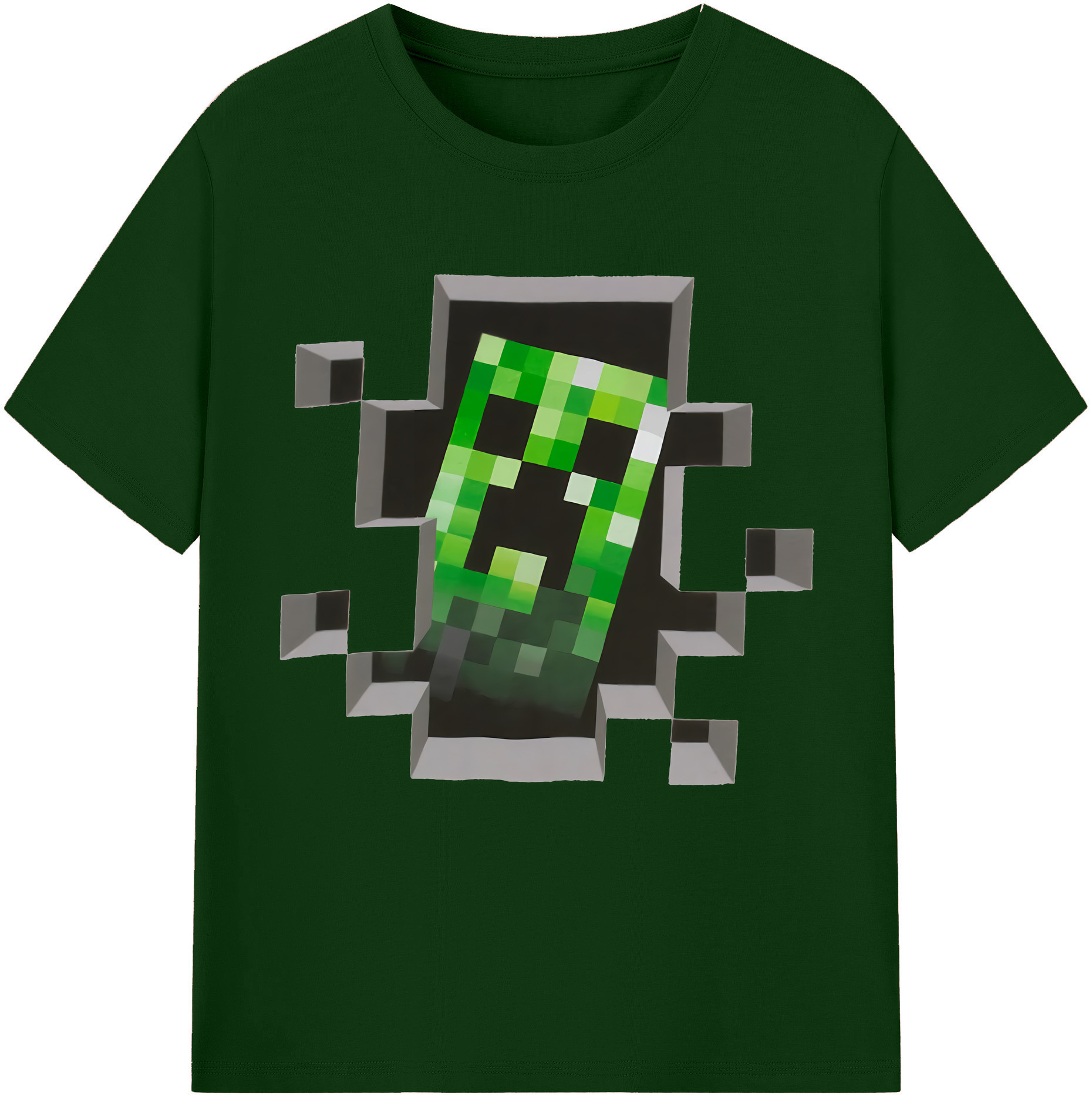 （画像用） マインクラフト ブロックの世界 Minecraft MC Block world 綿100％半袖Tシャツ（フロントプリント）